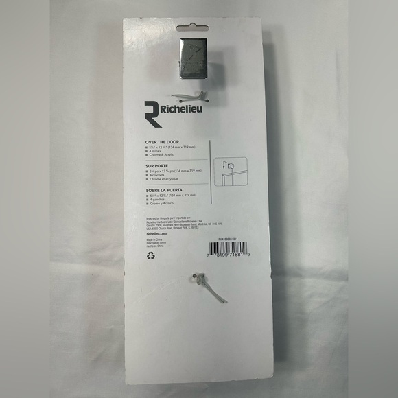 RICHELIEU 4 Hook Chrome Over The Door Hanger - Picture 5 of 5